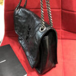 Saint Laurent Niki Medium Shiny Waxy Quilted Shoulder Bag 498894 Black